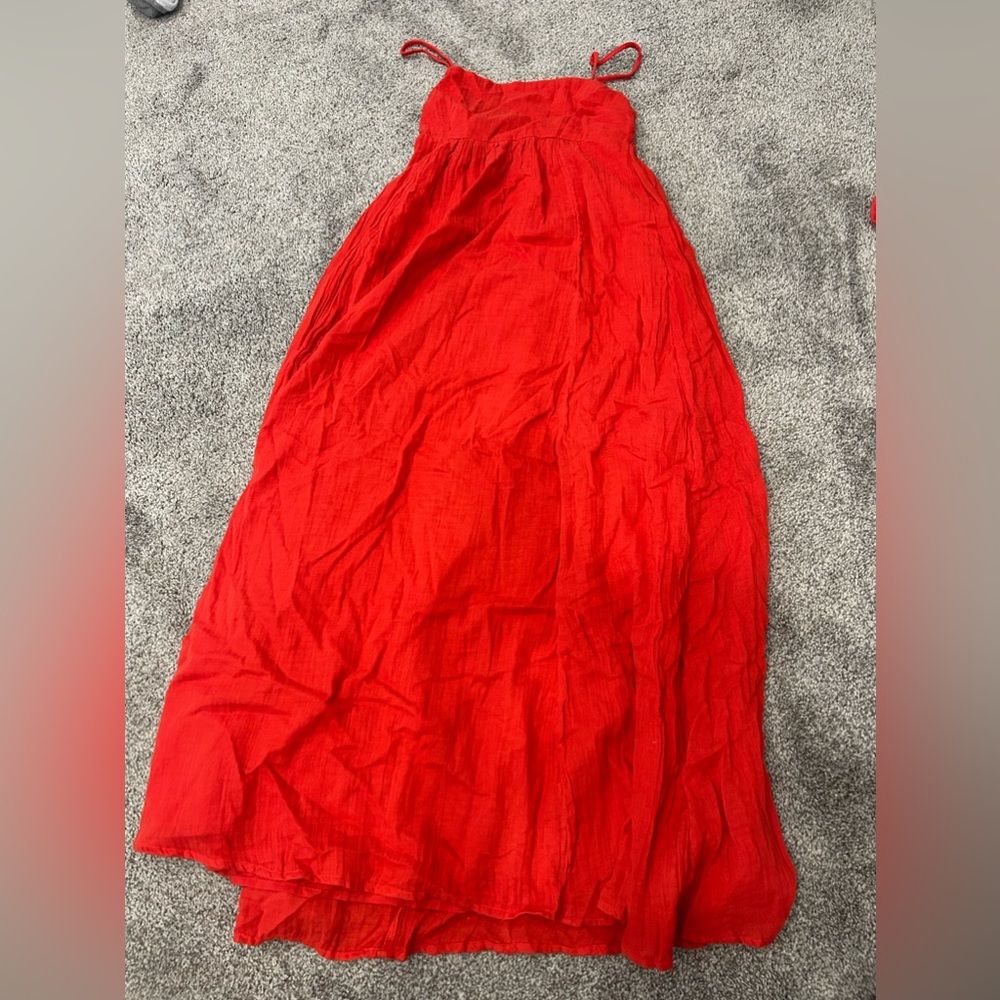 Abercrombie blood orange coral red maxi dress NWOT size S